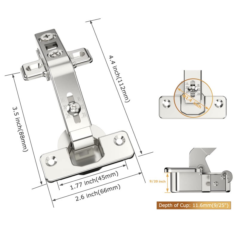 Furniware 2 Pack 1 Pair 135 Degree Lazy Susan Hinges Full Overlay Concealed for Cabinet  Cupboard  Folded Door  Combination with Screws(Regular) - Image 5